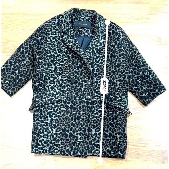 COACH Classic Wool Blend Cocoon Coat Double Breasted Oversized 3/4 Sleeve XS - Picture 8 of 16